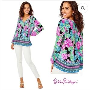 Lilly Pulitzer Onyx Jaguar Jungle Engineered Tunic Sz M NWOT